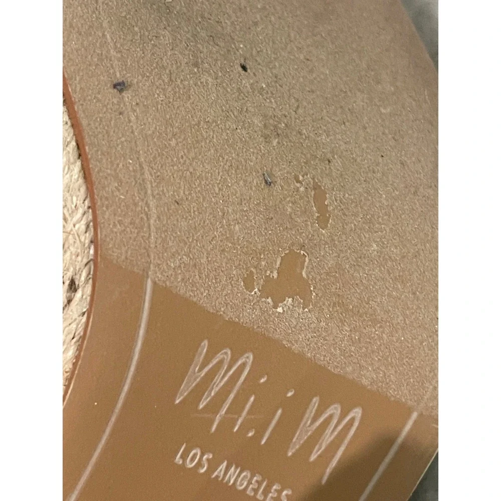 Mi.iM Ankle Boots Women 9 Tan Suede Block Heel Espadrille Trim Square Toe Zip - Picture 5 of 9